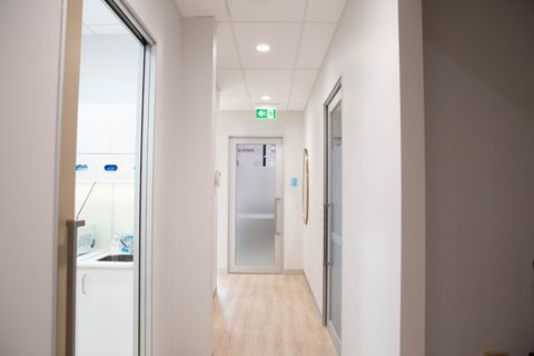 Corridor leading to the treatment rooms at Y3 Smiles Dental