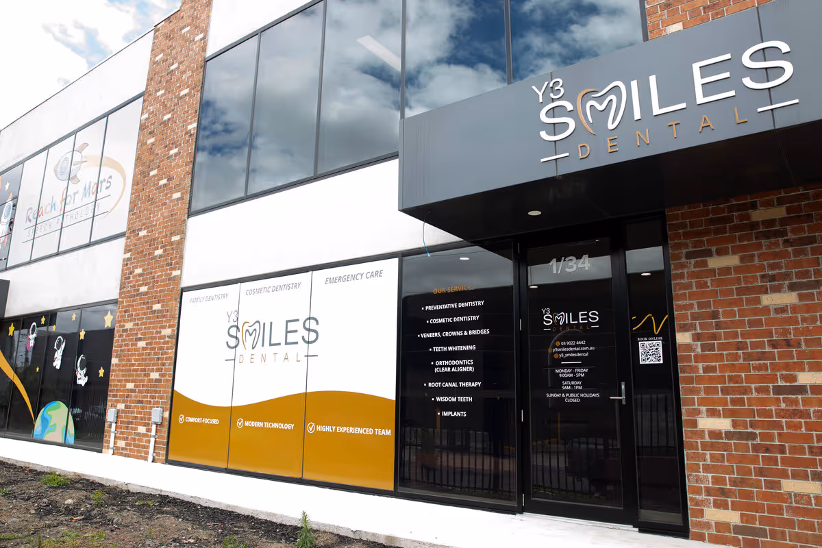 Y3 Smiles Dental clinic exterior — Broadmeadows, northern Melbourne. Morning emergency appointments available online.